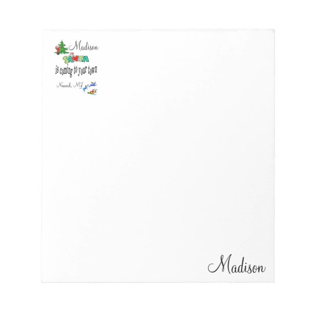 Weihnachts Notepad Santa kommt in die Stadt Notizblock (Vorderseite)