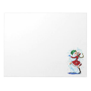 Weihnachts Notepad Snowman and Girl Dance Notizblock