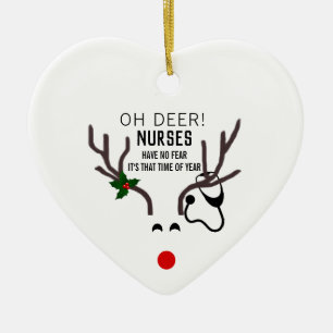 Weihnachts-Nurse-Stethoskop-Rentier Keramik Ornament