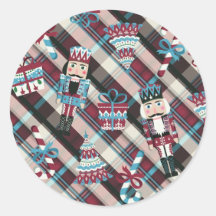 Weihnachts Nussknacker Kariert Blau Burgund