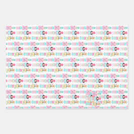 Weihnachts-Nussknacker-Pastell-Personalisierter Na Geschenkpapier Set