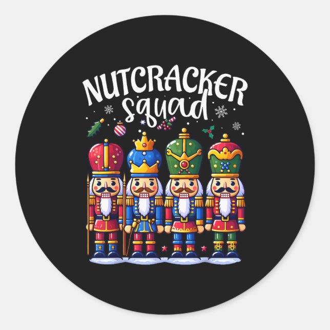 Weihnachts-Nussknacker-Squad-Schlafanzug Winter-Fe Runder Aufkleber (Vorderseite)