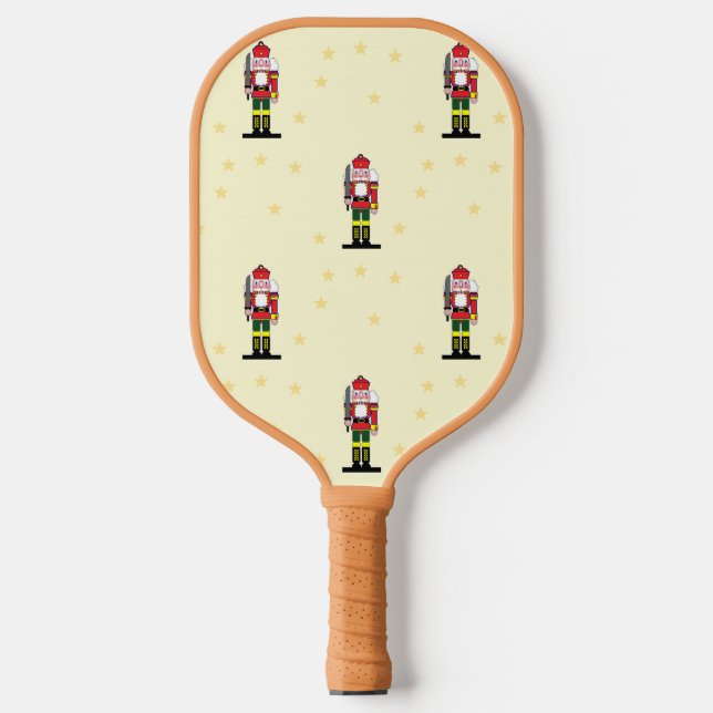 Weihnachts-Nussknackmuster in Gelb Pickleball Schläger (Vorderseite)