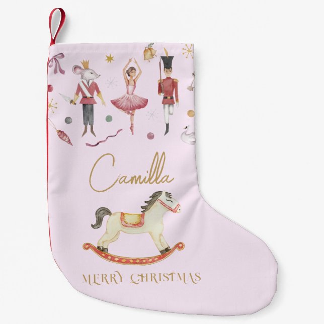 Weihnachts Nutcracker Ballerina Rocking Horse Kids Kleiner Weihnachtsstrumpf (Vorderseite)