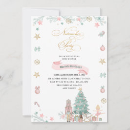 Weihnachts-Nutcracker Ballet Rosa Aquarellbaby Einladung