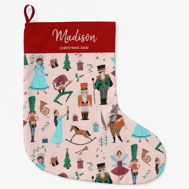 Weihnachts-Nutcracker-Ballett-Rosa Großer Weihnachtsstrumpf (Vorderseite)