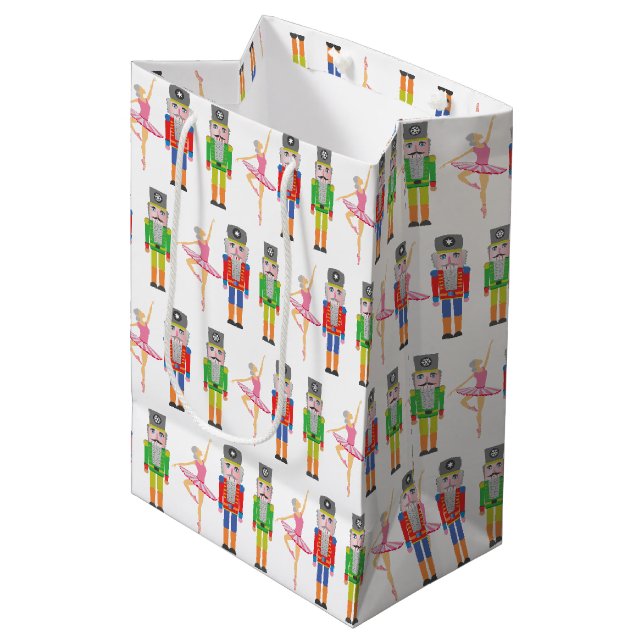 Weihnachts-Nutcracker-Ballett-Tänzer Mittlere Geschenktüte (Vorderseite Schrägansicht)