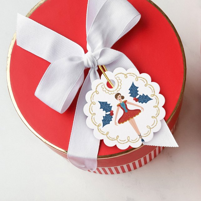 Weihnachts-Nutcracker-Balletttänzerin zum Festen Geschenkanhänger (Festive Christmas Nutcracker Ballet Dancer To From Favor Tags)