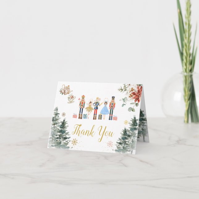 Weihnachts-Nutcracker-Brautparty-Tee geklappt Dankeskarte (Vorderseite)