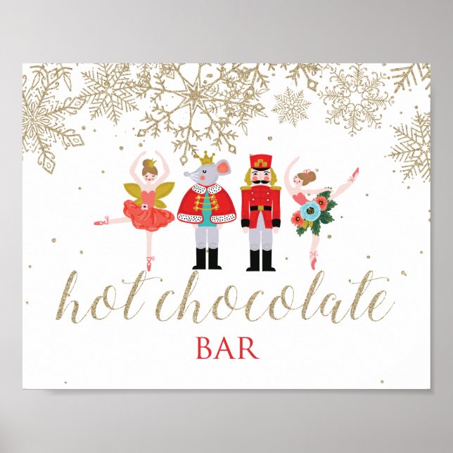 Weihnachts Nutcracker Hot Chocolate Bar Gold Poste Poster (Vorne)