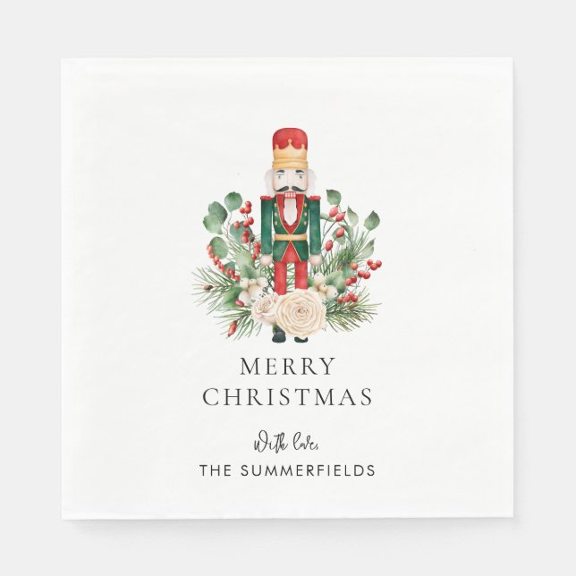 Weihnachts-Nutcracker-Skript-Feiertage-Papier Serviette (Vorderseite)