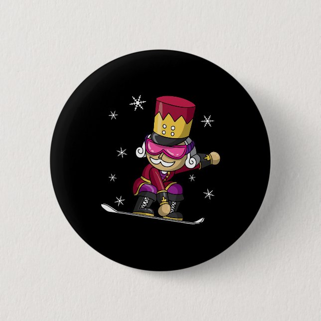 Weihnachts Nutcracker Snowboard Snowboarden Snowbo Button (Vorderseite)