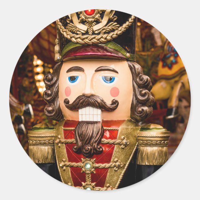 Weihnachts-Nutcracker Soldier Runder Aufkleber (Vorderseite)