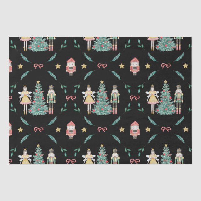 Weihnachts-Nutcracker Soldiers & Fairies auf schwa Seidenpapier (Vorderseite)