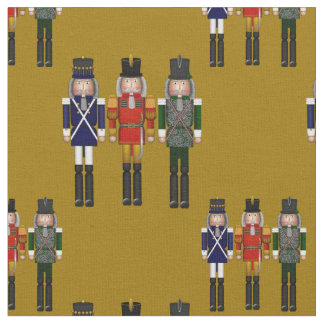 Weihnachts Nutcracker Trio Gold Fabric Stoff
