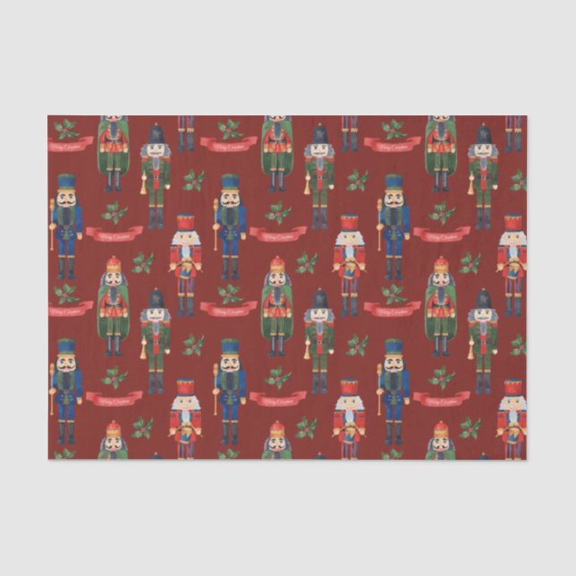 Weihnachts-Nutcrackers Frohe Weihnachten Rot Seidenpapier (Vorderseite)