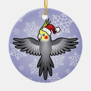 Weihnachts-Nymphensittich Keramik Ornament
