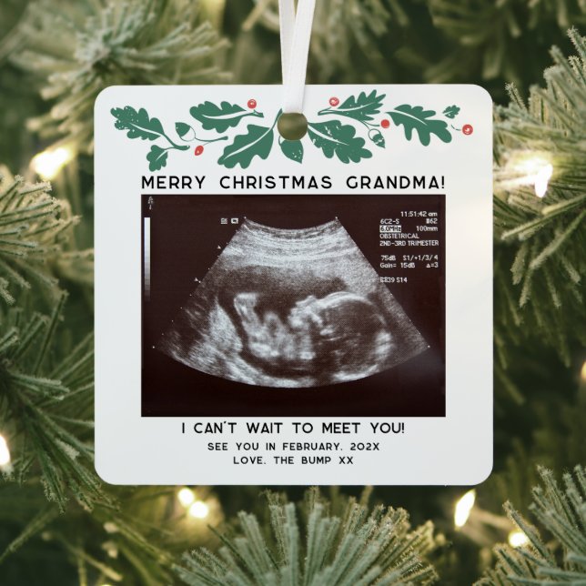 Weihnachts-Oma-Baby-Sonogramm Holiday Keepake Ornament Aus Metall (InSitu)