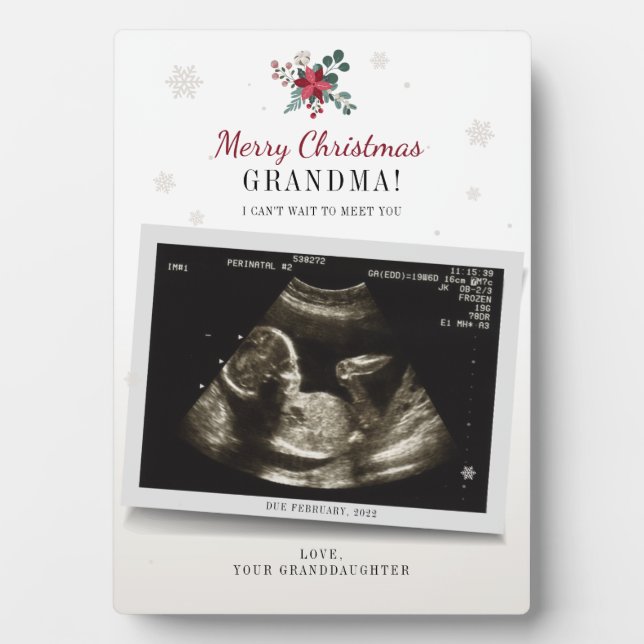 Weihnachts-Oma Gender-Offenbarung Ultrasound-Foto Fotoplatte (Vorderseite)