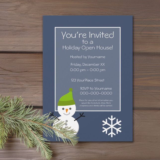 Weihnachts-Open House - Snowman Marine blau Einladung (Holiday Open House Party Invitation)