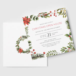 Weihnachts Open House Watercolor Berries Urlaub Einladung
