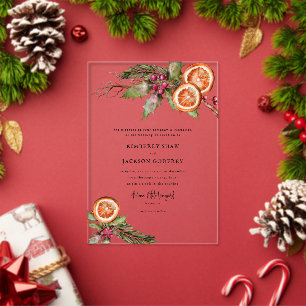 Weihnachts Orange Slices Mistletoe Hochzeit Acryleinladungen