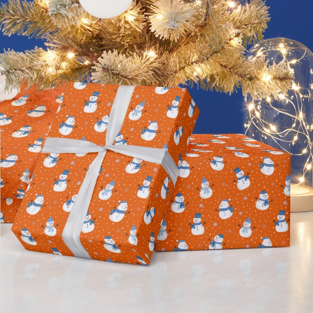 Weihnachts-Orange-Umschlagpapier für Snowmen Geschenkpapier (Feiertage)