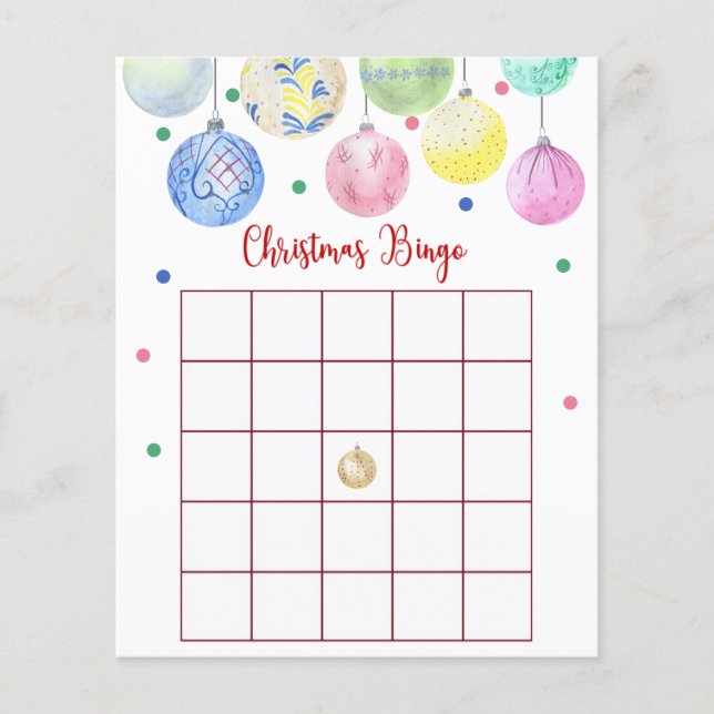 Weihnachts-Ornament Bingo Game Card Flyer (Vorne)