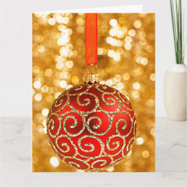 Weihnachts-Ornament Rot mit Gold Twinkle Lights Karte