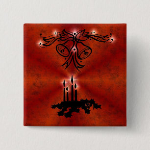 Weihnachts Ornamente mit Sterne auf rot Button