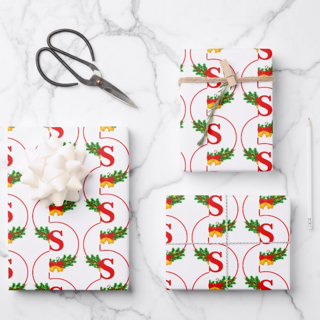Weihnachts-Ornamentrahmen Geschenkpapier Set (Vorderseite)