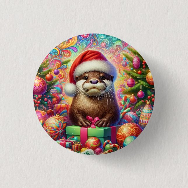 Weihnachts-Otter Button (Vorderseite)
