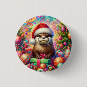 Weihnachts-Otter Button
