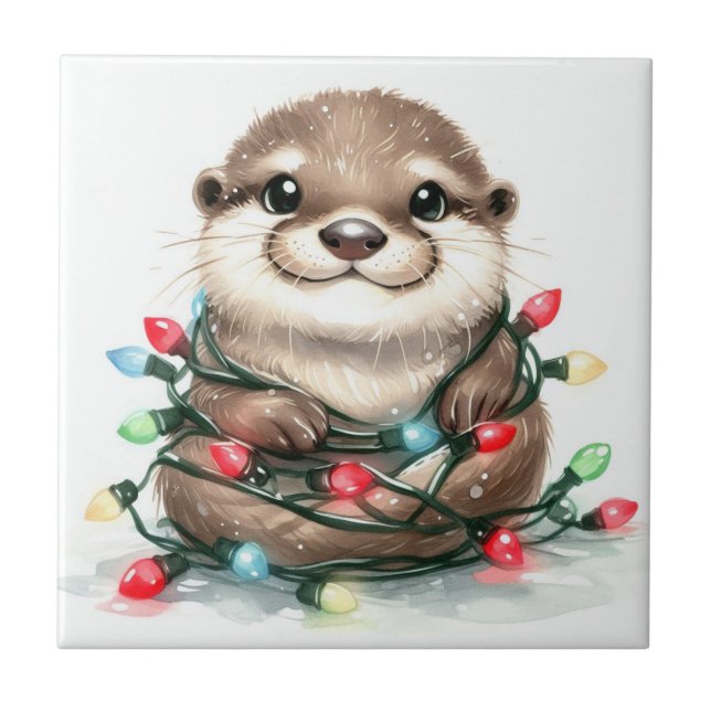 Weihnachts-Otter Fliese (Vorderseite)
