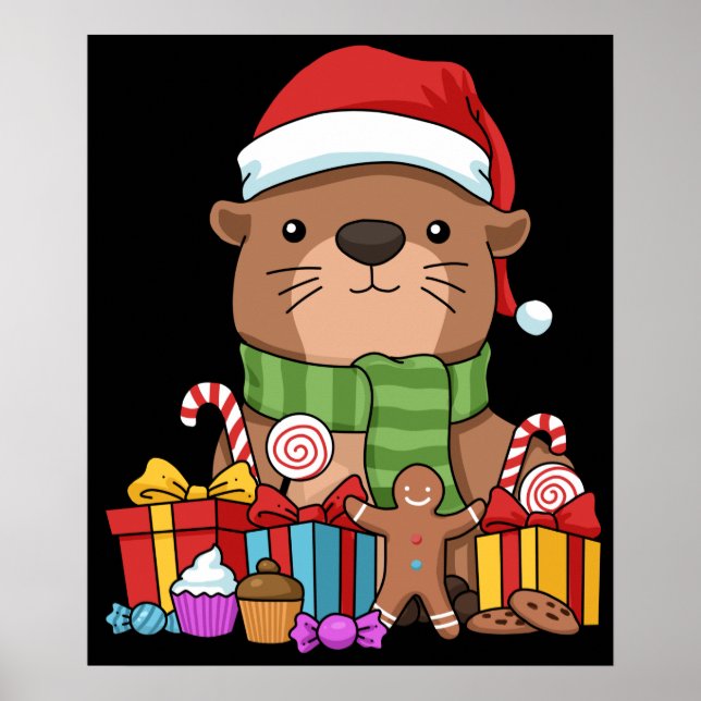 Weihnachts Otter Geschenk Kinder Meer Otter Poster (Vorne)