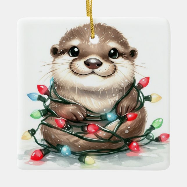 Weihnachts-Otter Keramikornament (Vorderseite)