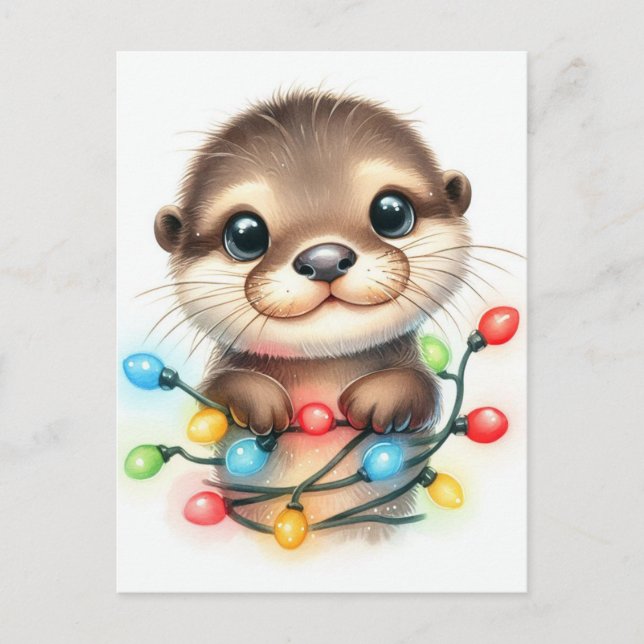 Weihnachts-Otter Postkarte (Vorderseite)