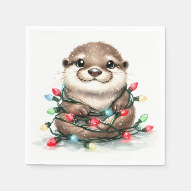 Weihnachts-Otter Serviette (Vorderseite)