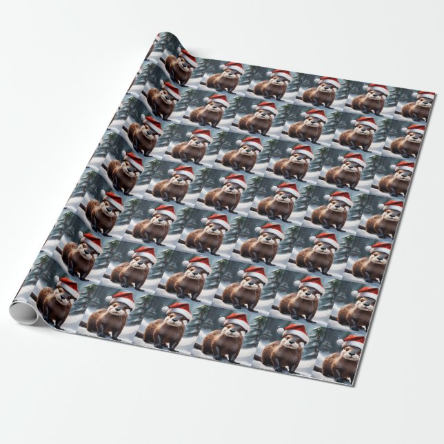 Weihnachts-Otter-Umschlagpapier Geschenkpapier (Ungerollt)