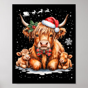 Weihnachts-Outfit-Idee für Frauen Highland Cow Xma Poster