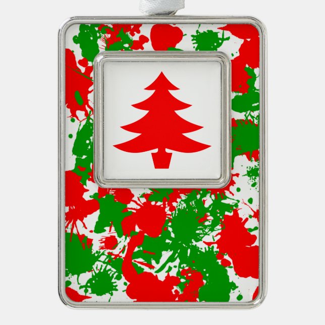 Weihnachts-Paint-Spritzer Rahmen-Ornament Silber (Vorderseite)