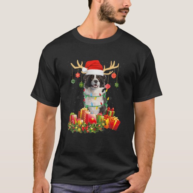 Weihnachts Pajama Border Collie Kostüm T-Shirt (Vorderseite)