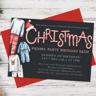 Weihnachts Pajama Geburtstagsparty Einladung