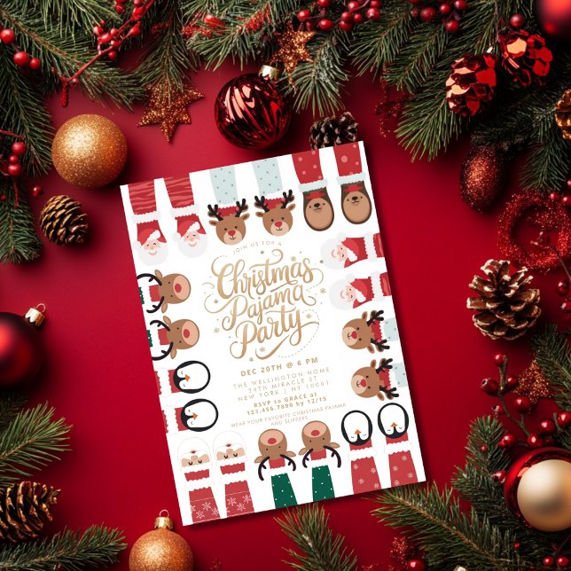 Weihnachts-Pajama-Party Kids-Feiertag Einladung (Von Creator hochgeladen)