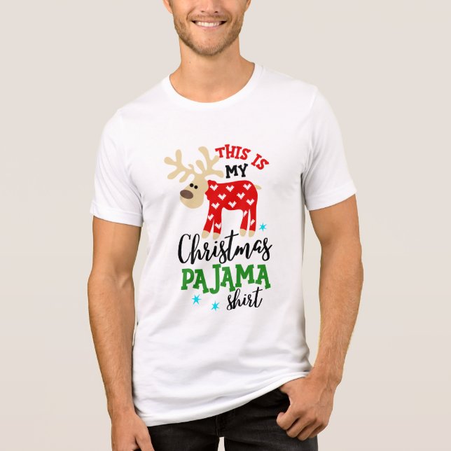 Weihnachts-Pajama-Shirt Niedlich Rentier-Festival Tri-Blend Shirt (Vorderseite)