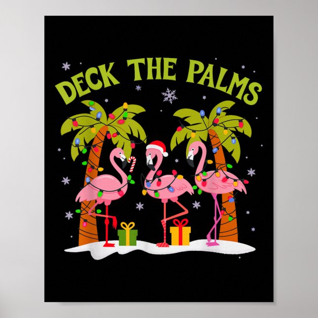 Weihnachts Palm Tree Flamingo Sommer Beach Urlaub Poster (Vorne)