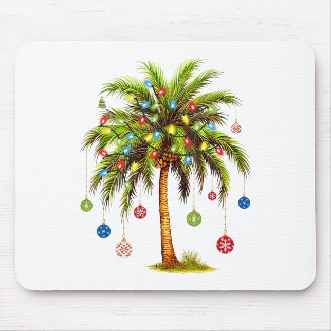 Weihnachts Palm Tree Light Hawaiian Tropical Xmas Mousepad (Vorne)