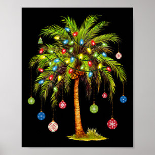 Weihnachts Palm Tree Light Hawaiian Tropical Xmas Poster