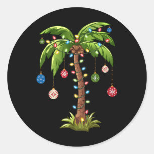 Weihnachts Palm Tree Light Hawaiian Tropical Xmas Runder Aufkleber
