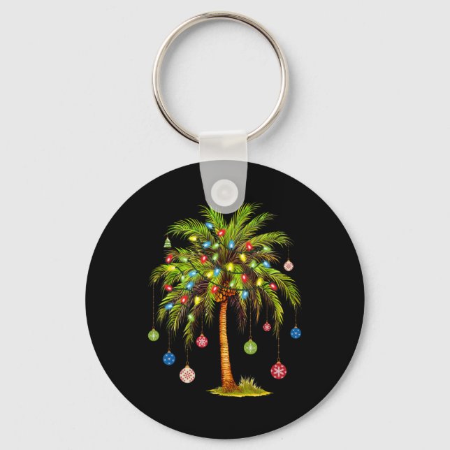 Weihnachts Palm Tree Light Hawaiian Tropical Xmas Schlüsselanhänger (Vorderseite)